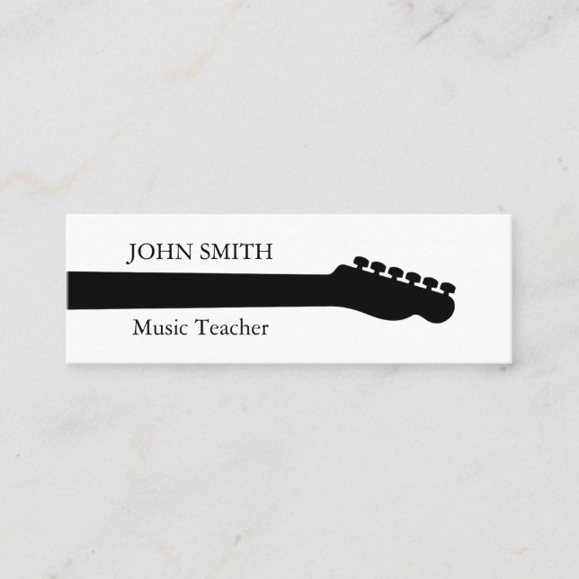 Music Treble Clef Chrome Personalized Mini Business Card (Front)