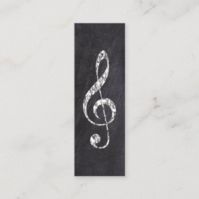 Music Treble Clef Chrome Personalized Mini Mini Business Card (Front)