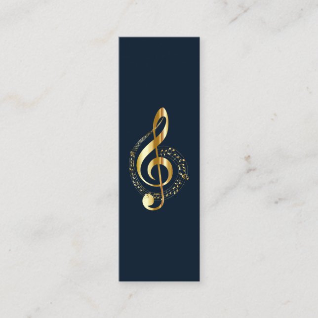 Music Treble Clef Chrome Personalized Mini Mini Business Card (Front)