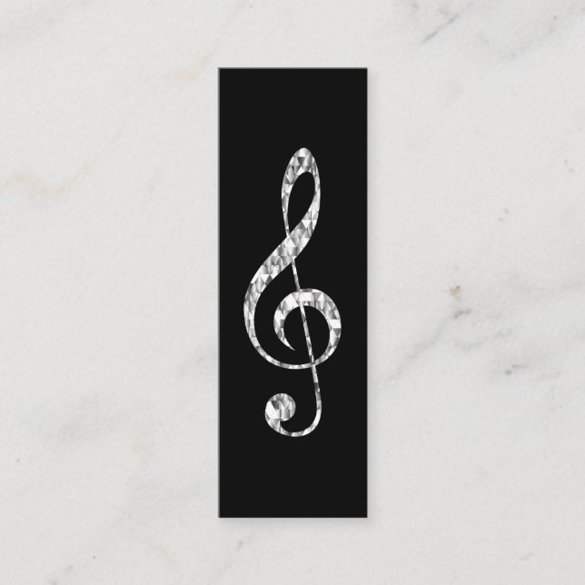 Music Treble Clef Chrome Personalized Mini Mini Business Card (Front)