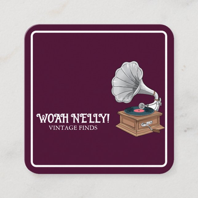 Music Treble Clef Chrome Personalized Mini Square Business Card (Front)