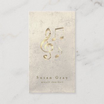 Music Treble Clef Faux Gold Business Card by musickitten at Zazzle