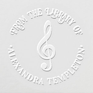 Music Treble Clef G Clef Round Library Book Name Embosser