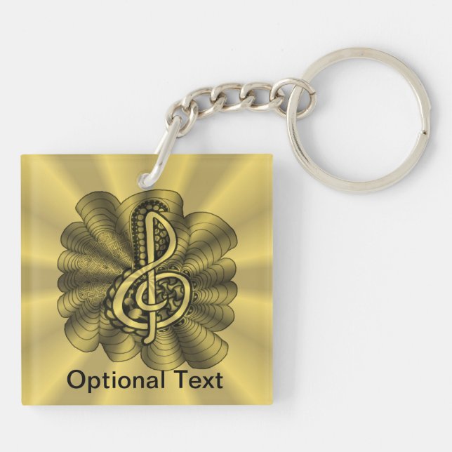 Music Treble Clef Gold Customized Keychain (Back)