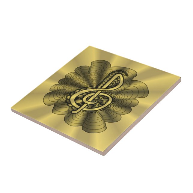 Music Treble Clef Gold Customized Tile (Side)