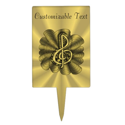 Music Treble Clef Gold Personalized Cake Topper