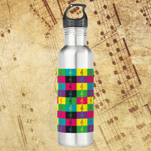 Music Treble Clef Pattern Colorful Stainless Steel Water Bottle