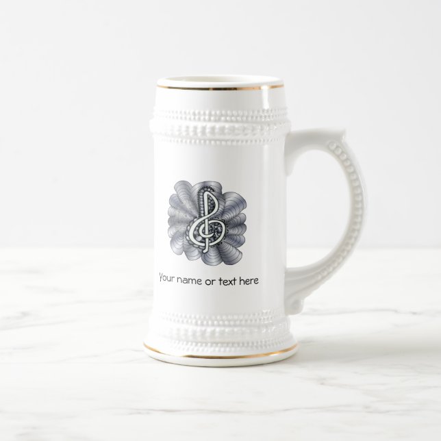 Music Treble Clef Silver Beer Stein (Right)