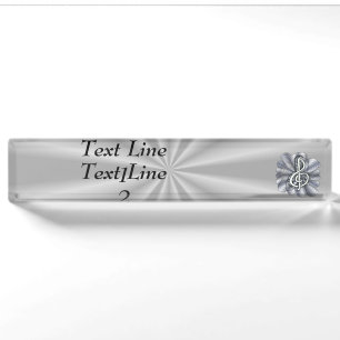 Music Treble Clef Silver Desk Name Plate