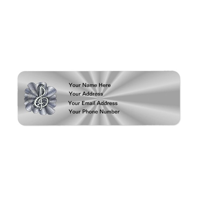 Music Treble Clef Silver Label (Front)