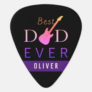 Music Trendy Black Cool Best Dad Ever Fathers Day Guitar Pick