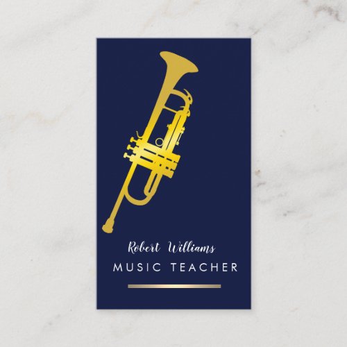 Music Trumpet Instrument Bass Band  Musician Gold Business Card