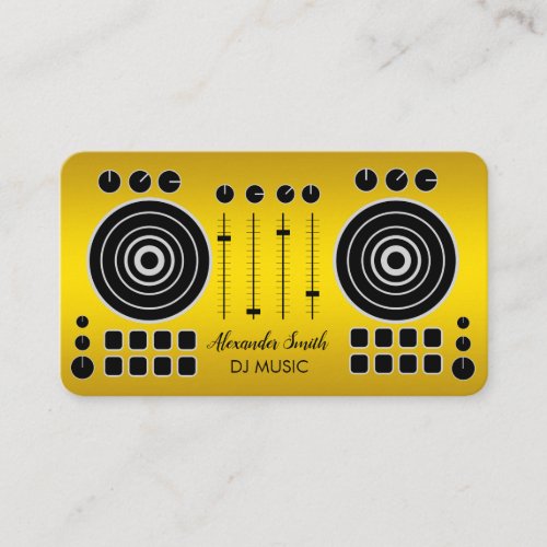Music Turntable Black and Gold DJ Player Business  Business Card