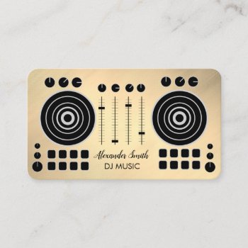 Music Turntable Black And Gold Dj Player Business  Business Card by tsrao100 at Zazzle
