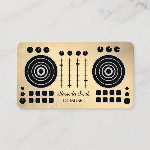 Music Turntable Black and Gold DJ Player Business  Business Card