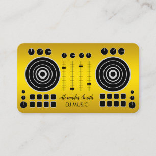 Music Turntable Black and Gold DJ Player Business  Card