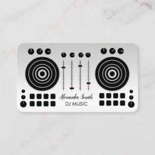 Music Turntable Black and Silver White DJ Player  Business Card