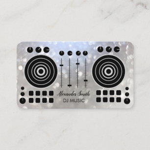 Music Turntable Black and Silver White DJ Player Business Card