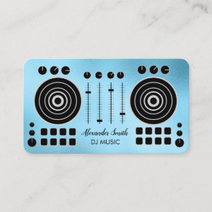 Music Turntable Blue White DJ Player Sound Engine Business Card