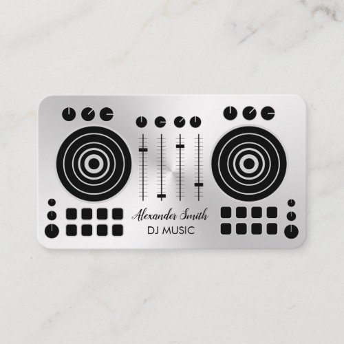 Music Turntable Silver Black DJ Player Sound  Busi Business Card