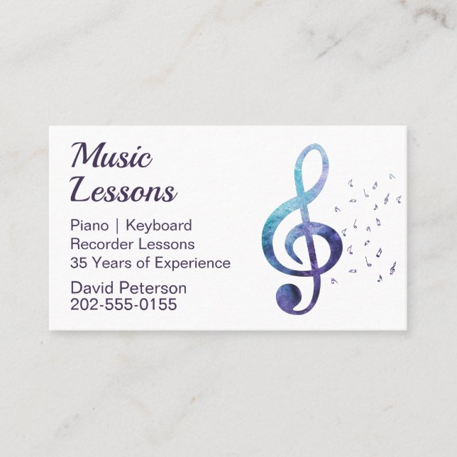Music Tutor Piano Teacher Tuition Business Card (Front)