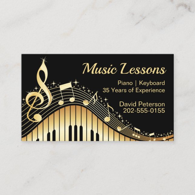 Music Tutor Piano Teacher Tuition Business Card (Front)