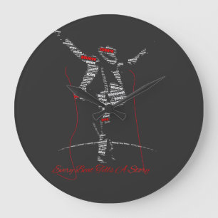 Music Typography Art Modern Music Lover Design Large Clock