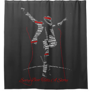 Music Typography Art   Modern Music Lover Design Shower Curtain