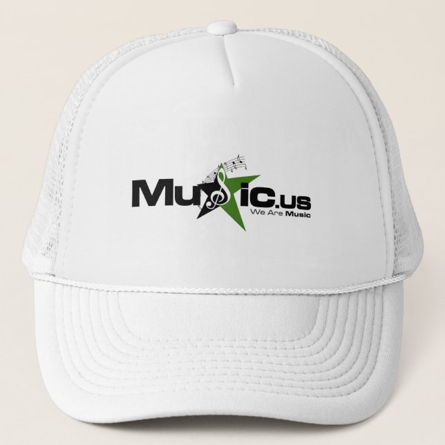 Music.us white hat - Black green Logo (Front)