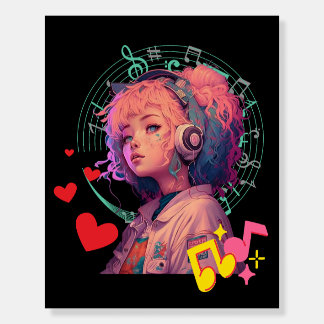 Music Vibes Only - Kawaii Anime Girl Poster