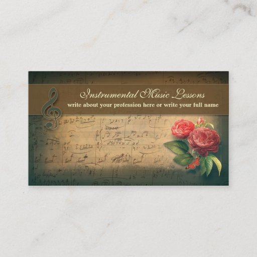 Customizable music vintage business cards