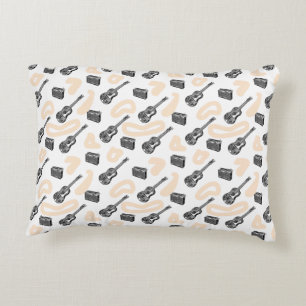 Music Vintage Illustrations Guitar Radio Pattern P Decorative Pillow