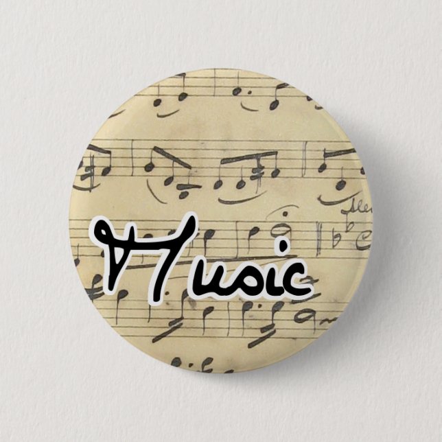 Music - Vintage Sheet Music Pinback Button (Front)