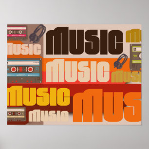 Music Vintage studio retro 80s hi fi audio art Thr Poster
