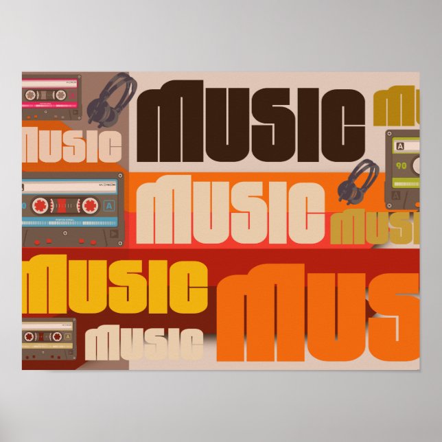 Music Vintage studio retro 80s hi fi audio art Thr Poster (Front)