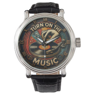 Music Vintage Turntable Vinyl Record Player Watch