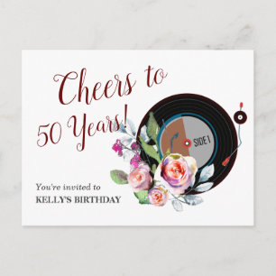 music vinyl record birthday Invitation Postcard