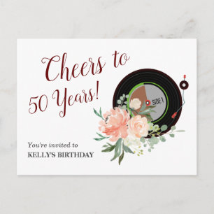 music vinyl record birthday Invitation Postcard