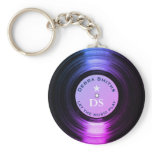 music vinyl record purple keychain