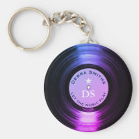 music vinyl record purple keychain