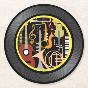 Music Vinyl Record Round Paper Coaster