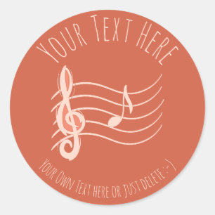 Music. Violin Key & Note A. Musician Gift Template Classic Round Sticker