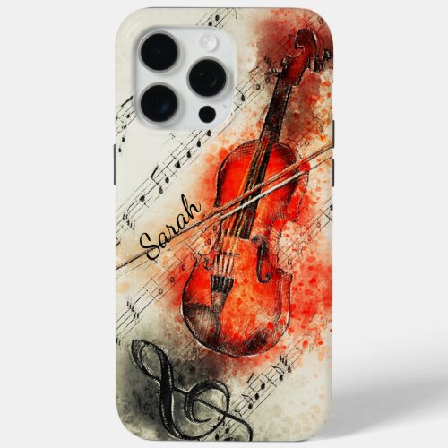 Music Violin Musician Musical Custom Name iPhone 15 Pro Max Case