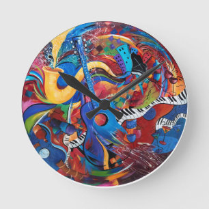Music Wall Clock Musical Instruments Colorful