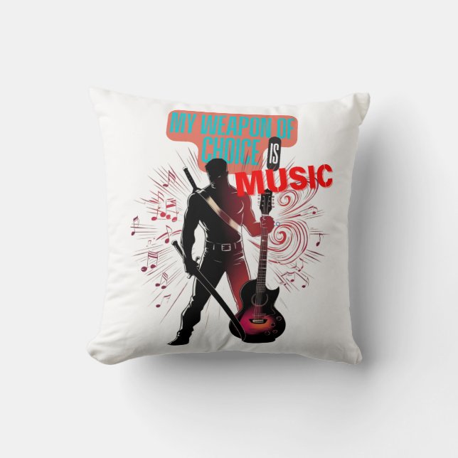 Music Warrior Throw Pillow (Front)