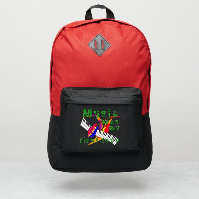 Music Was My First Love – Retro Guitar & Keyboard  Port Authority® Backpack (Front)