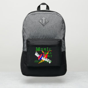 Music Was My First Love – Retro Guitar & Keyboard Port Authority® Backpack