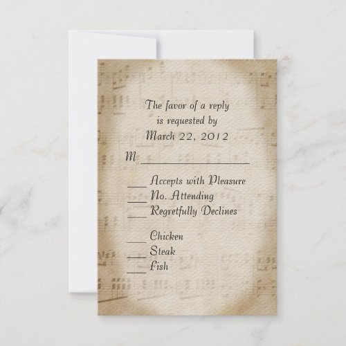 Music Wedding RSVP with Menu