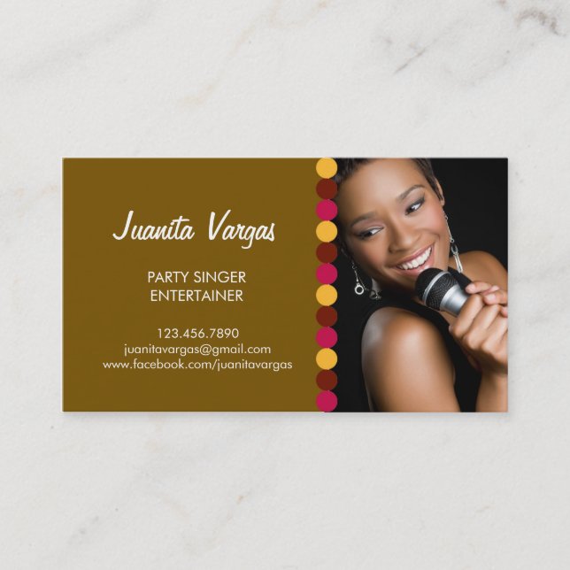 Music Wedding Singer Photo Business Card (Front)