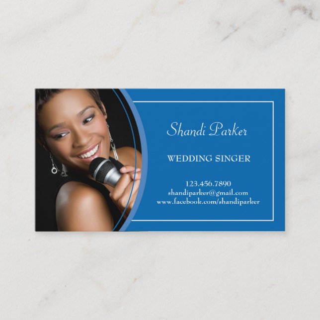 Music Wedding Singer Photo Business Card (Front)